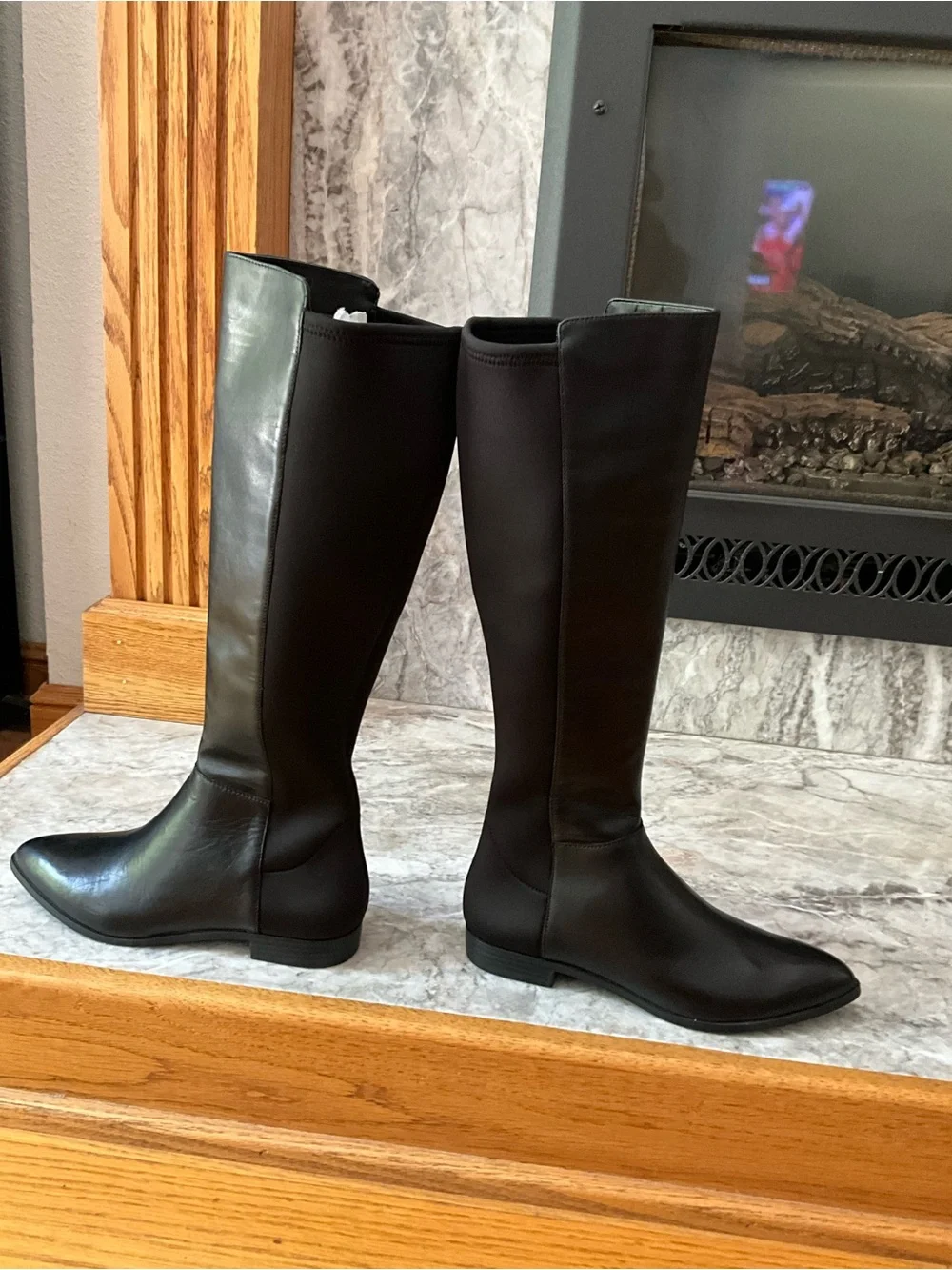 Nine West Black Knee High Smooth Leather Boots